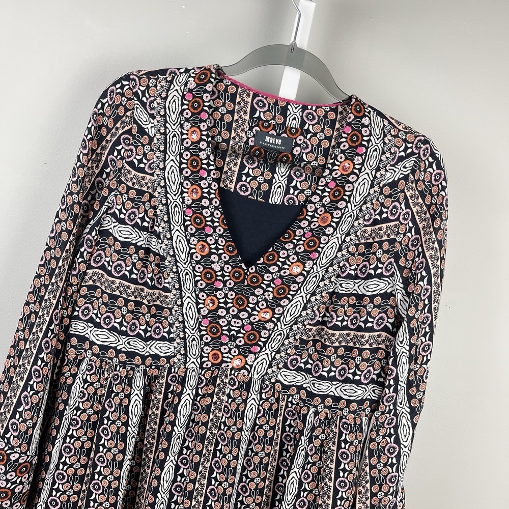 Anthropologie Maeve Boho Dress Womens XS/S Floral‎ Stripe Relaxed Cottagecore